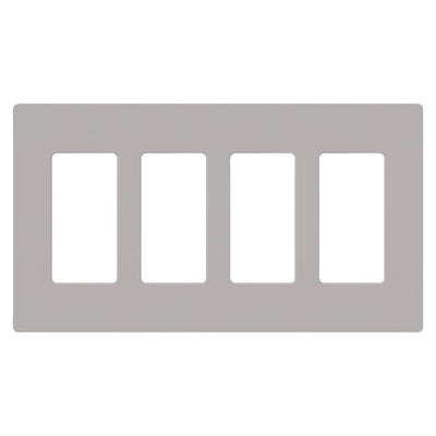 Lutron Claro Wallplate, Four-Gang, Gloss Gray, CW-4-GR
