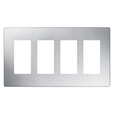 Lutron Claro Wallplate, Four-Gang, Stainless Steel, CW-4-SS