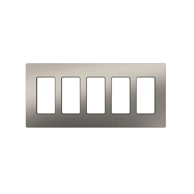 Lutron Claro Wallplate, 5-Gang, Stainless Steel, CW-5-SS