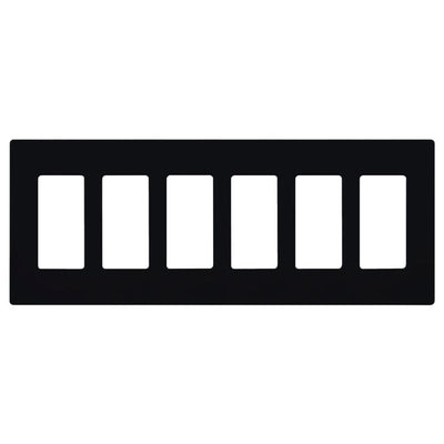 Lutron Claro Wallplate, Six-Gang, Gloss Finish, Black, CW-6-BL
