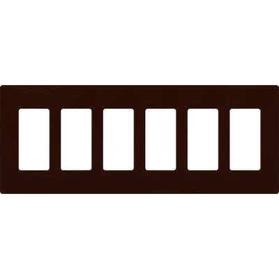 Lutron Claro Wallplate, Six-Gang, Gloss Finish, Brown, CW-6-BR