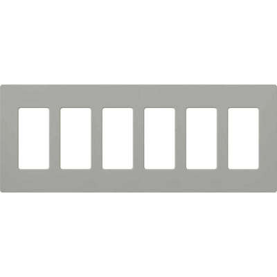 Lutron Claro Wallplate, Six-Gang, Gloss Finish, Gray, CW-6-GR