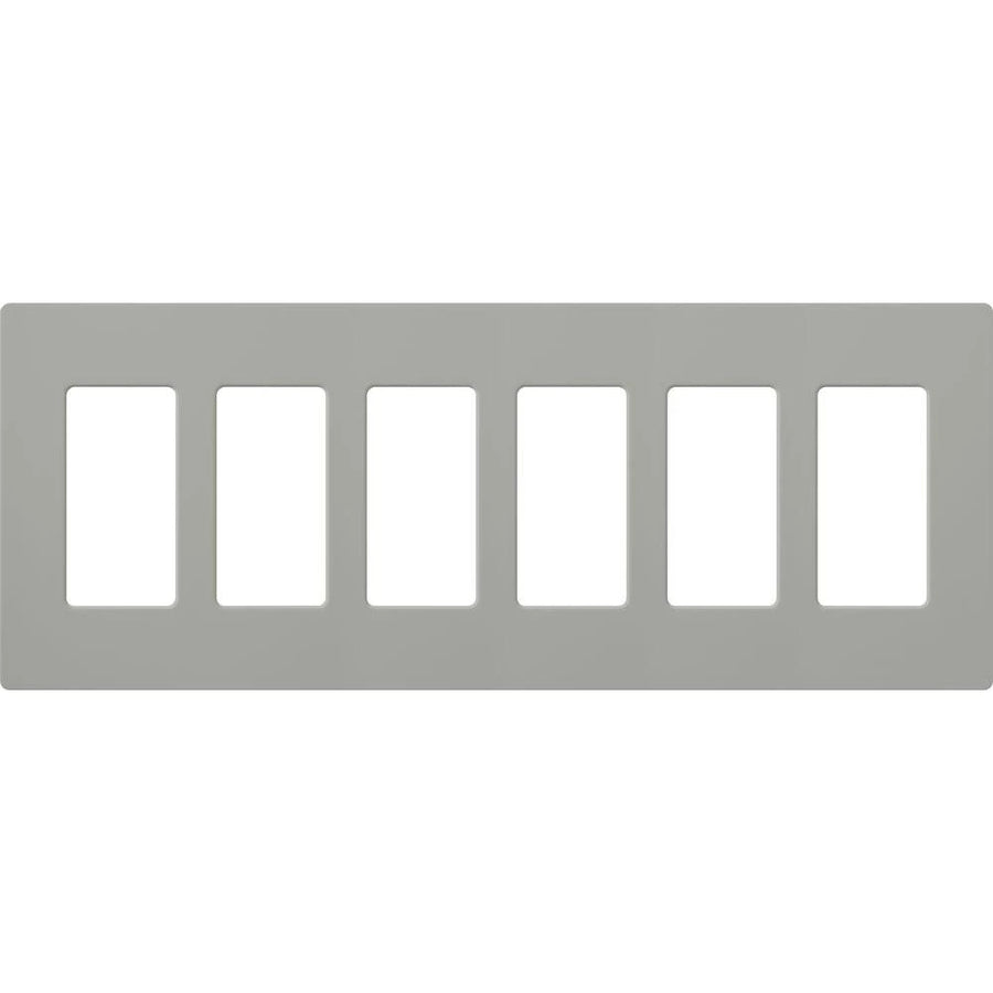 Lutron Claro Wallplate, Six-Gang, Gloss Finish, Gray, CW-6-GR