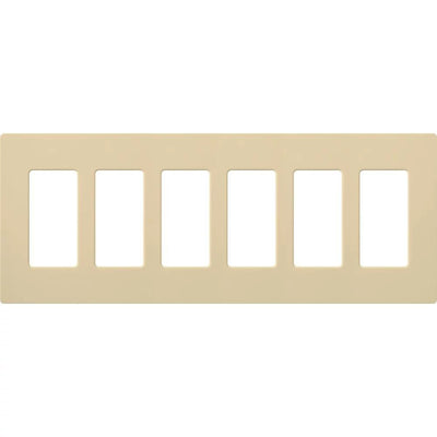 Lutron Claro Wallplate, Six-Gang, Gloss Finish, Ivory, CW-6-IV