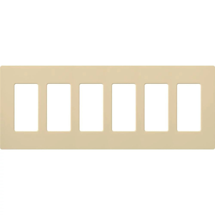Lutron Claro Wallplate, Six-Gang, Gloss Finish, Ivory, CW-6-IV
