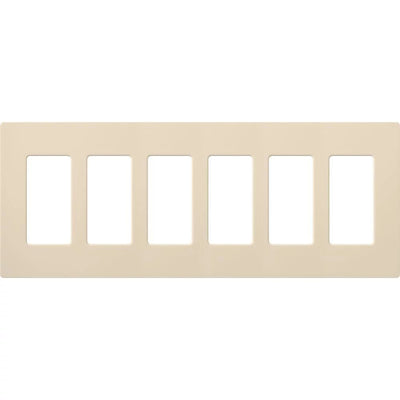 Lutron Claro Wallplate, Six-Gang, Gloss Finish, Light Almond, CW-6-LA