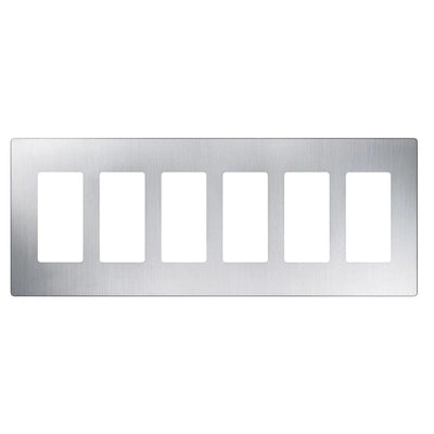 Lutron Claro Wallplate, Six-Gang, Stainless Steel, CW-6-SS