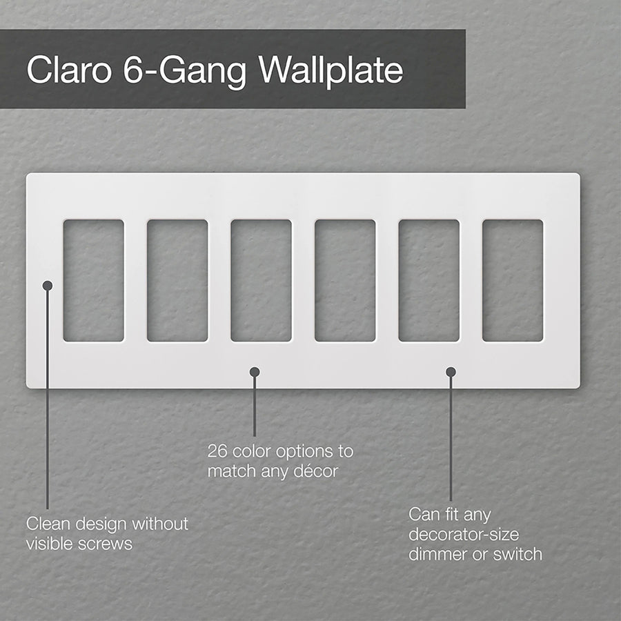 Lutron Claro Wallplate, 6-Gang, Almond, CW-6-AL