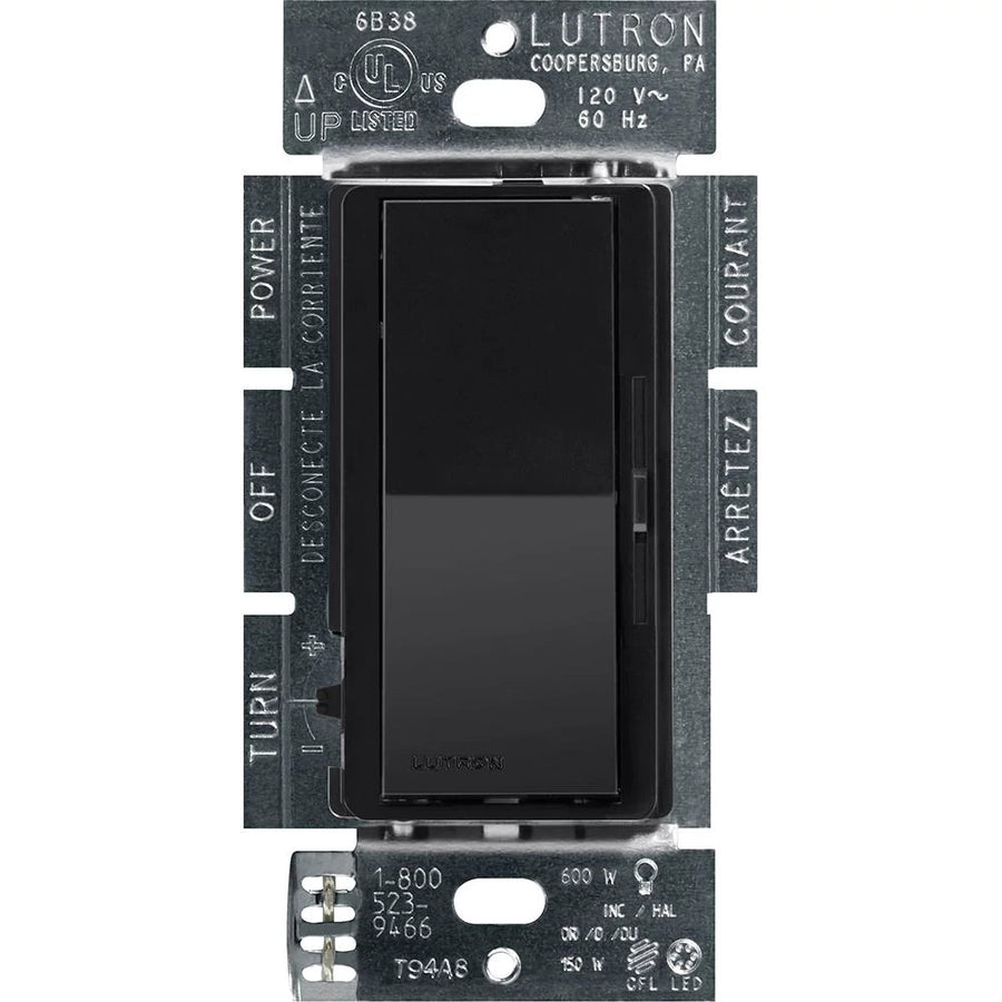 Lutron Diva LED+ Dimmer Switch, 150W LED, Single Pole/3-Way, No Neutral Required, 120V, DVCL-153PH-BL, Black