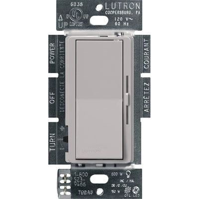 Lutron Diva LED+ Dimmer Switch, 150W LED, Single Pole/3-Way, No Neutral Required, 120V, DVCL-153PH-GR, Gray