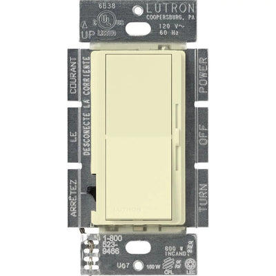 Lutron Diva LED+ Dimmer Switch, 250W LED, Single Pole/3-Way, No Neutral Required, 120V, DVCL-253P-AL, Almond