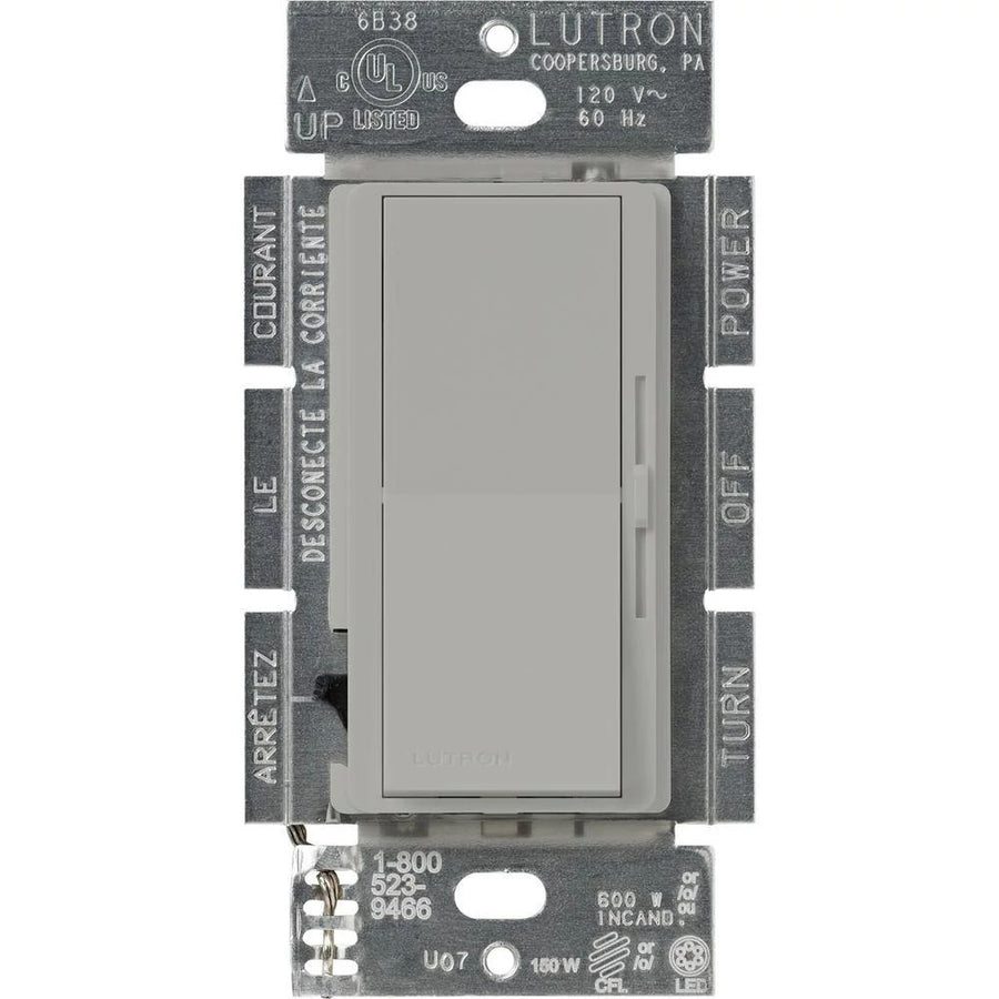Lutron Diva LED+ Dimmer Switch, 250W LED, Single Pole/3-Way, No Neutral Required, 120V, DVCL-253P-GR, Gray