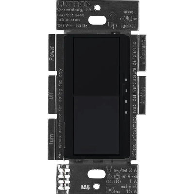 Lutron Diva 3-Speed Fan Control and On/Off Light Switch, 1.5A Fan, 1A LED, Single Pole/3-Way, No Neutral Required, 120V, DVFSQ-LF-BL, Black