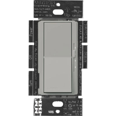 Lutron Diva 3-Speed Fan Control and On/Off Light Switch, 1.5A Fan, 1A LED, Single Pole/3-Way, No Neutral Required, 120V, DVFSQ-LF-GR, Gray