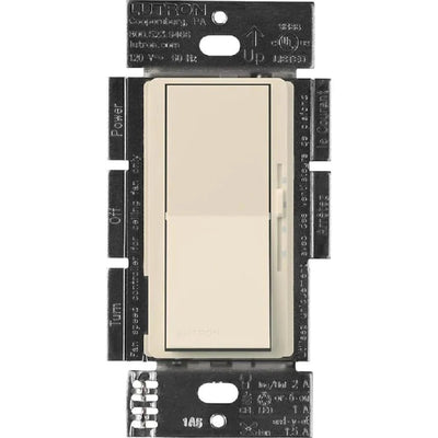 Lutron Diva 3-Speed Fan Control and On/Off Light Switch, 1.5A Fan, 1A LED, Single Pole/3-Way, No Neutral Required, 120V, DVFSQ-LF-LA, Light Almond
