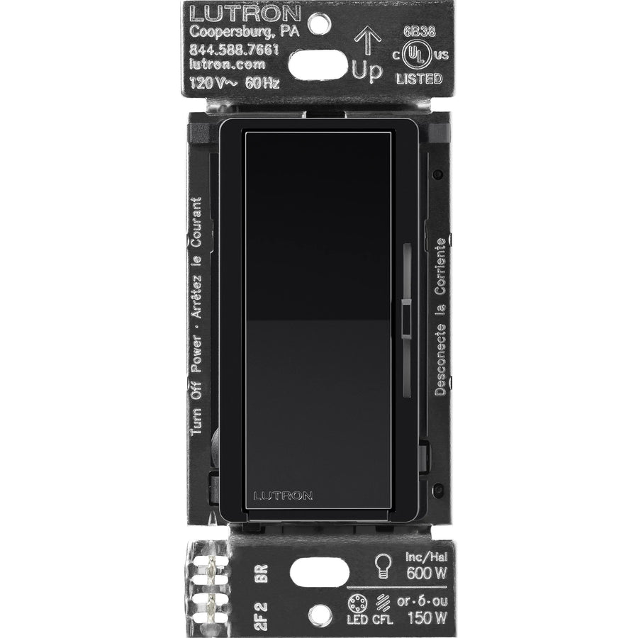 Lutron Diva Smart Dimmer Switch, Caseta, Black, DVRF-6L-BL
