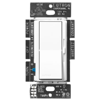Lutron Diva LED+ Dimmer, 150W LED, Single-Pole/3-Way, Brilliant White, DVSCCL-153P-BW