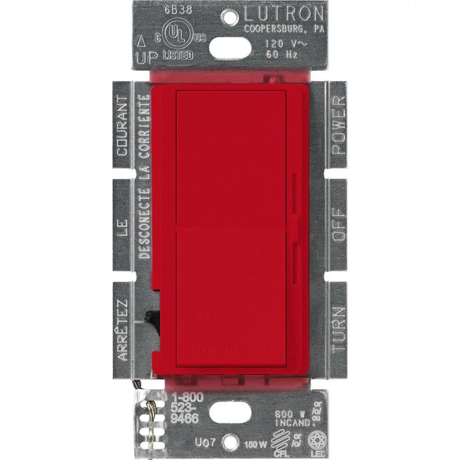 Lutron Diva LED+ Dimmer, 150W LED/600W Incandescent, Single-Pole/3-Way, Signal Red, DVSCCL-153P-SR