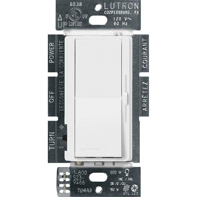 Lutron Diva LED+ Dimmer Switch, 150W LED, Single Pole/3-Way, No Neutral Required, 120V, DVSCCL-153P-SW, Snow