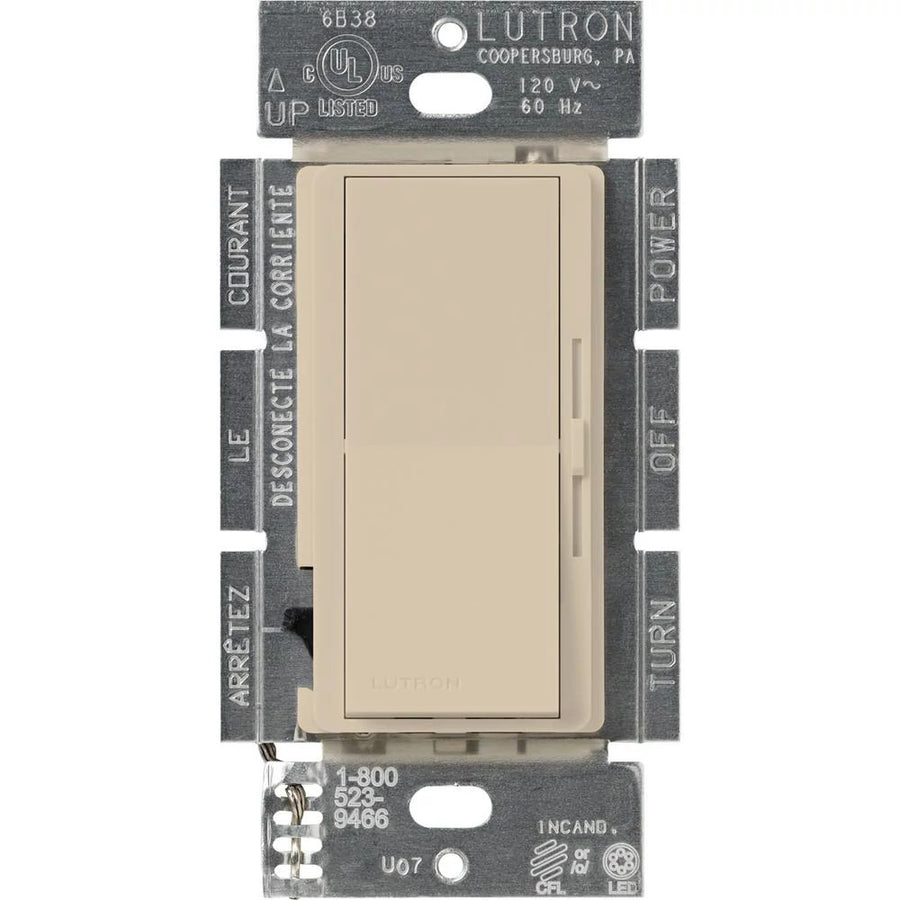 Lutron Diva LED+ Dimmer Switch, 250W LED, Single Pole/3-Way, No Neutral Required, 120V, DVSCCL-253P-TP, Taupe