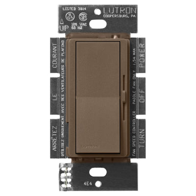 Lutron Diva 3-Speed Fan Control, 1.5A, 120V, 3-Way/Single-Pole, Espresso, DVSCFSQ-F-EP