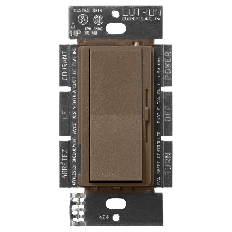 Lutron Diva 3-Speed Fan Control, 1.5A, 120V, 3-Way/Single-Pole, Espresso, DVSCFSQ-F-EP