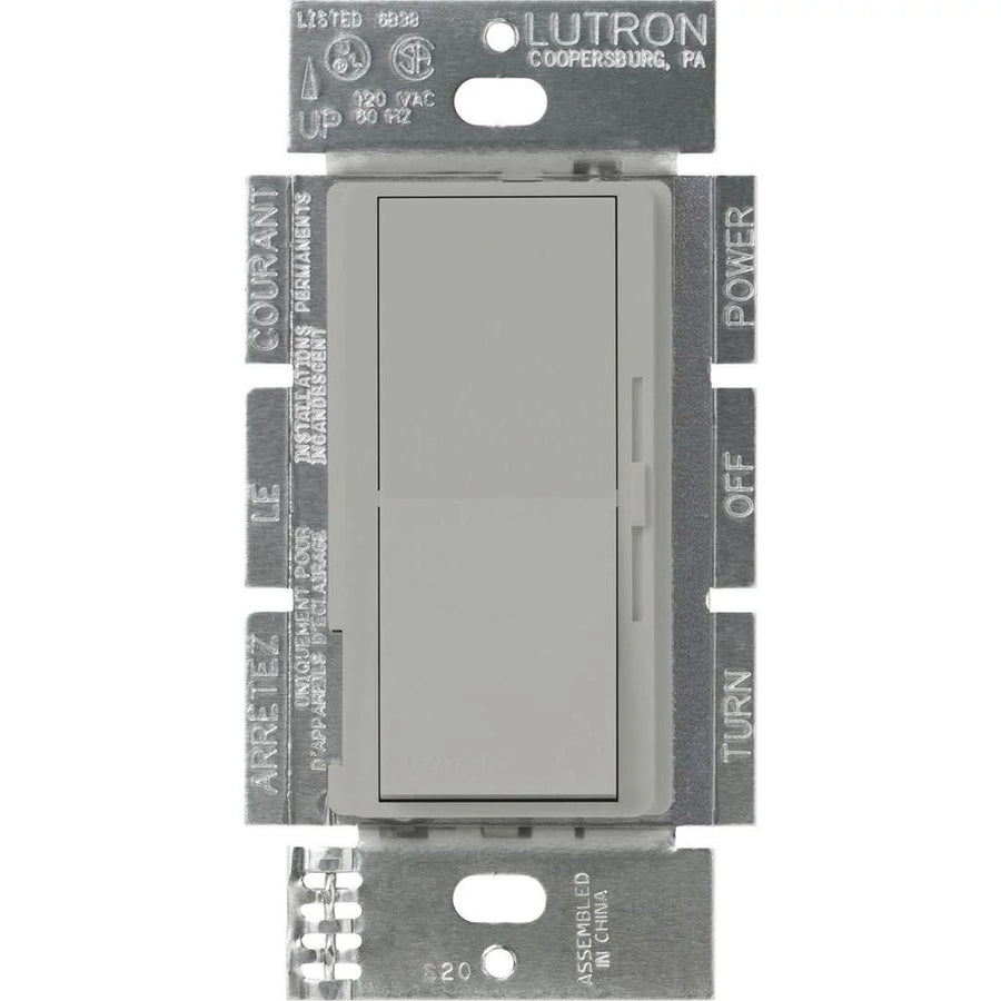 Lutron Diva 0-10V Dimmer Switch, 8A, 50mA Sink, Single-Pole/3-Way, No Neutral Required, 120V, DVSTV-GR, Gray