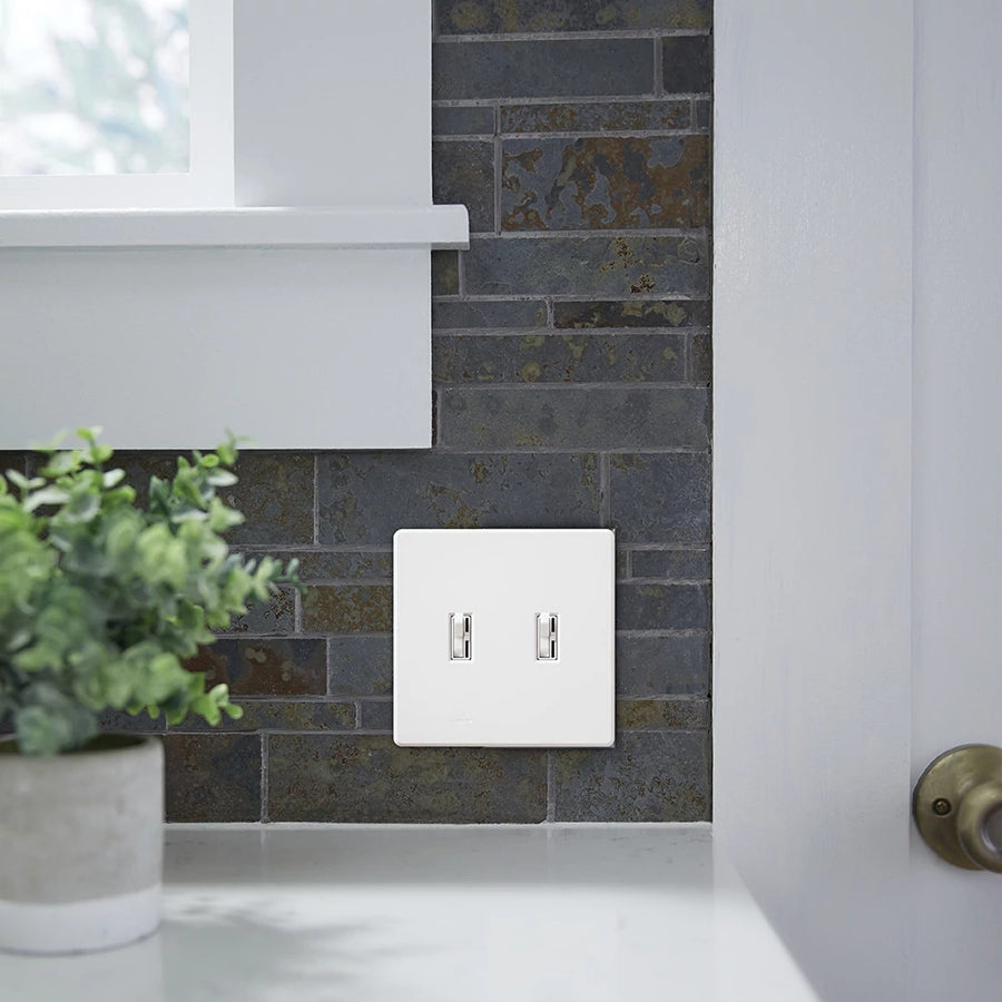 Lutron Fassada 2-Gang Wallplate, White, FG-2-WH