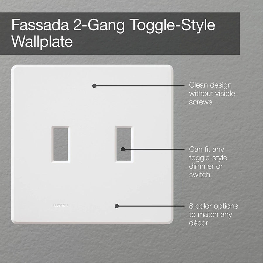 Lutron Fassada 2-Gang Wallplate, White, FG-2-WH