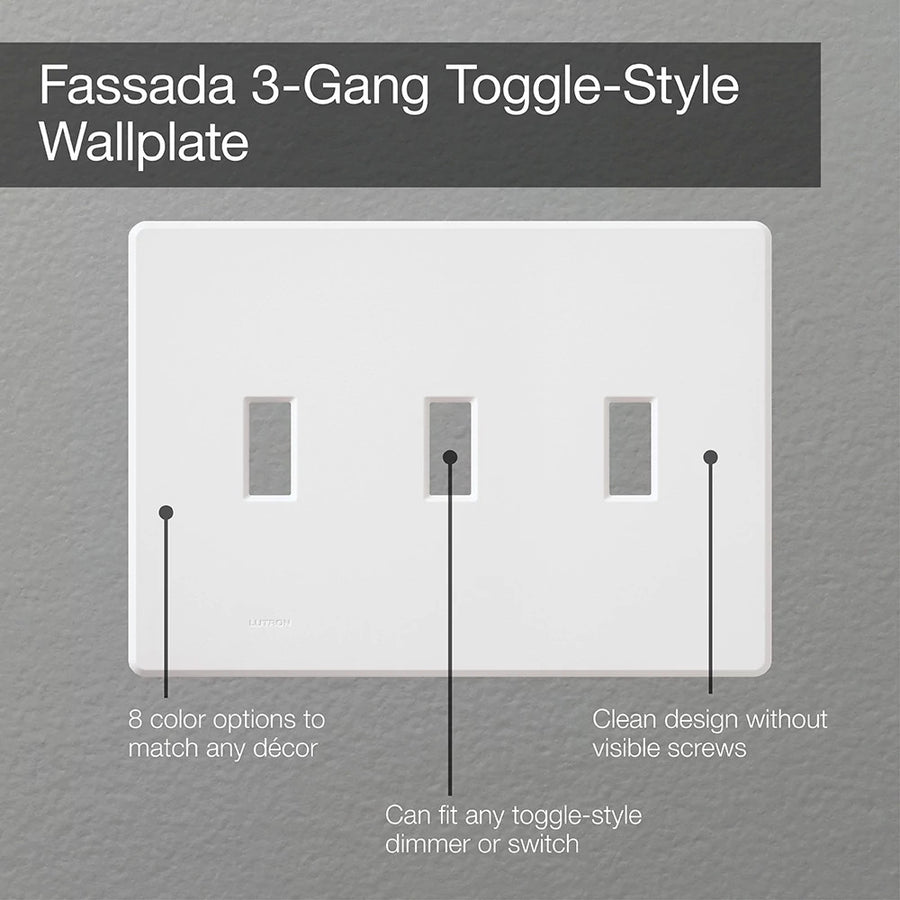 Lutron Fassada 3-Gang Wallplate, Black, FG-3-BL