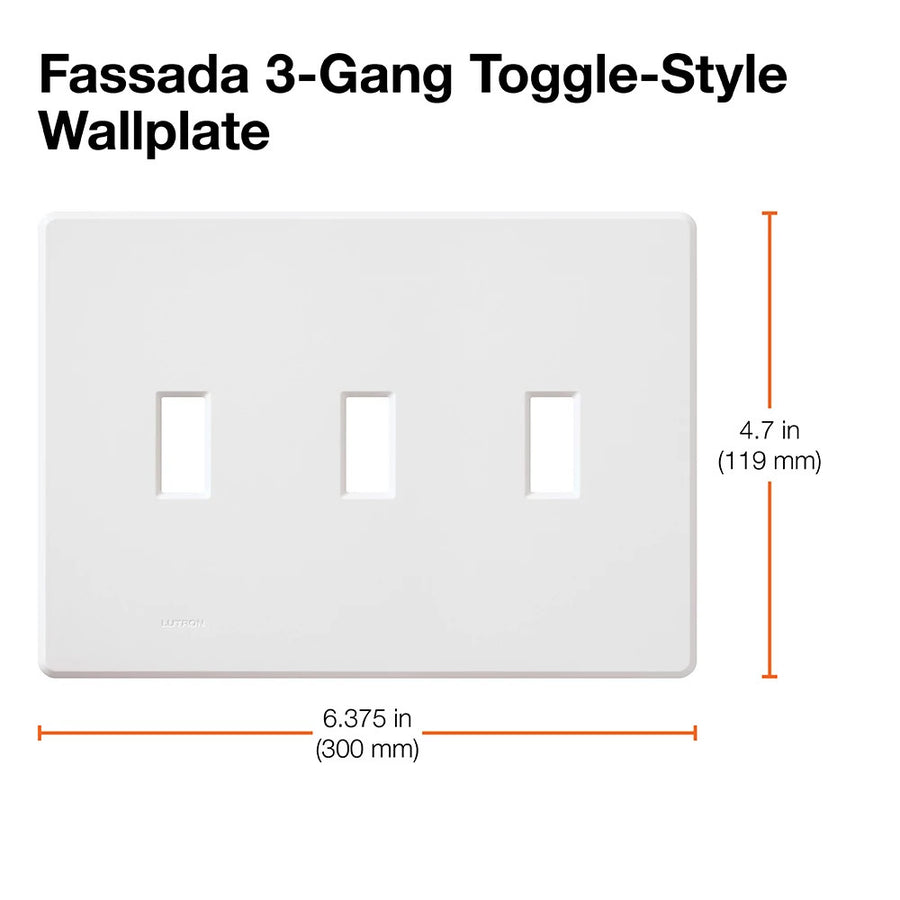 Lutron Fassada 3-Gang Wallplate, Black, FG-3-BL