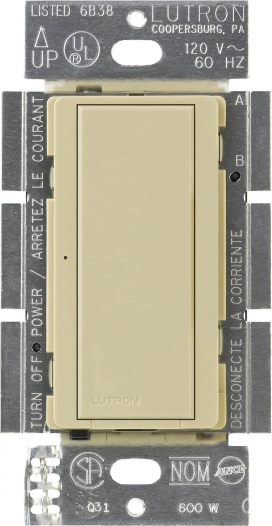 Lutron Maestro 8A Electronic Switch, 120V, Multi-Location, Ivory, MA-S8AM-IV