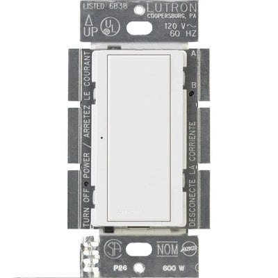Lutron Maestro 8A Switch, Multi-Location, 120V, White, MA-S8AM-WH
