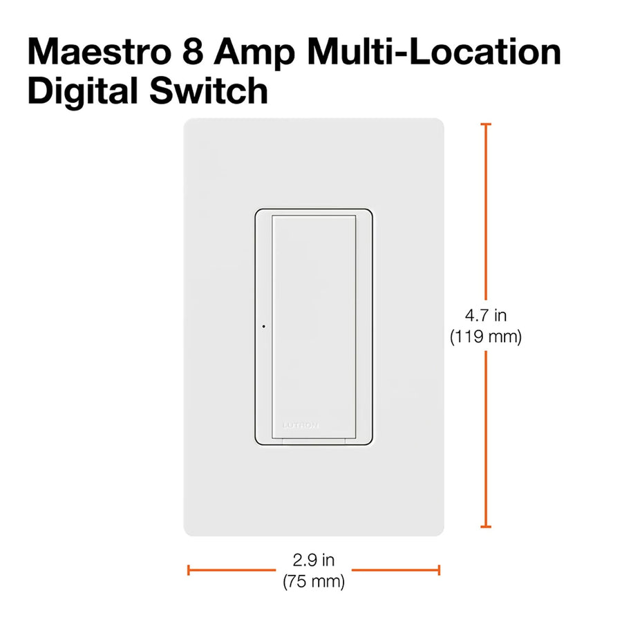 Lutron Maestro 8A Electronic Switch, 120V, Multi-Location/Single-Pole, Taupe, MSC-S8AM-TP