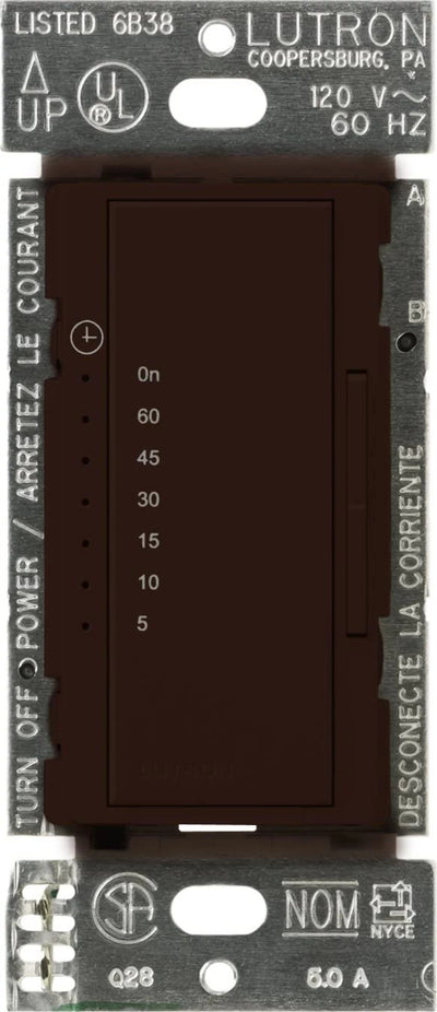 Lutron Maestro Countdown Timer, 5A, 5–60 Min., 120V, Brown, MA-T51MN-BR