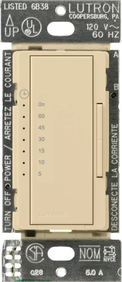 Lutron Maestro Countdown Timer, 5A, 5–60 Min., 120V, Ivory, MA-T51MN-IV