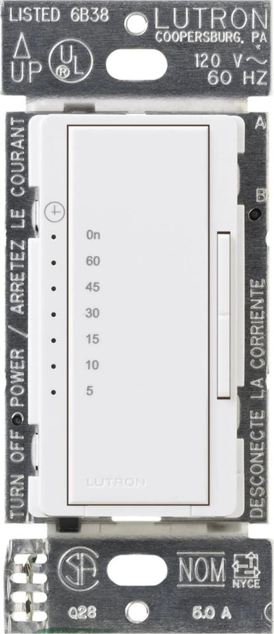 Lutron Maestro Countdown Timer, 5A, Multi-location, Neutral Required, White, MA-T51MN-WH
