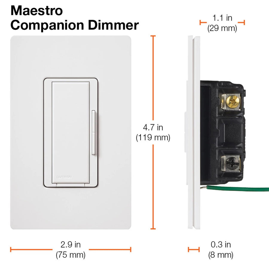 Lutron Maestro Companion Dimmer Remote, 120V, Multi-location, Gray, MA-R-GR