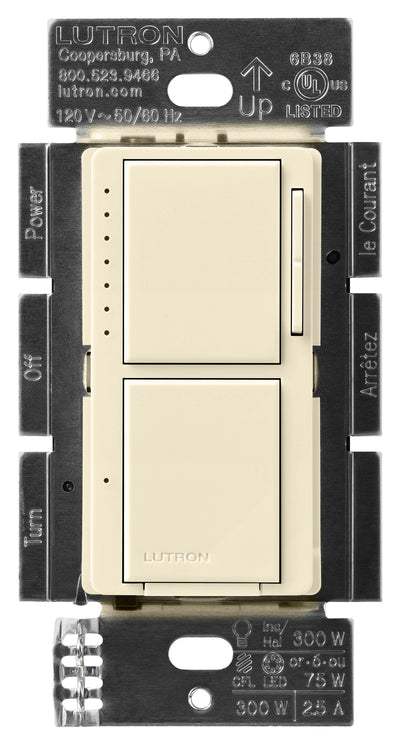 Lutron Maestro LED+ Dual Dimmer/Switch, 75W LED, Single-pole, Alabaster, MACL-L3S25-AL