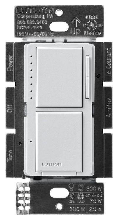Lutron Maestro LED+ Dual Dimmer/Switch, 75W, Dimmable, Palladium, MACL-L3S25-PD