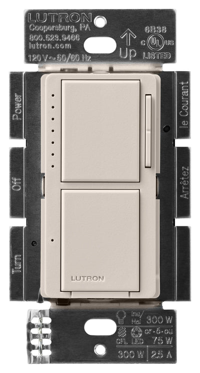 Lutron Maestro LED+ Dual Dimmer/Switch, 75W, Dimmable, Taupe, MACL-L3S25-TP