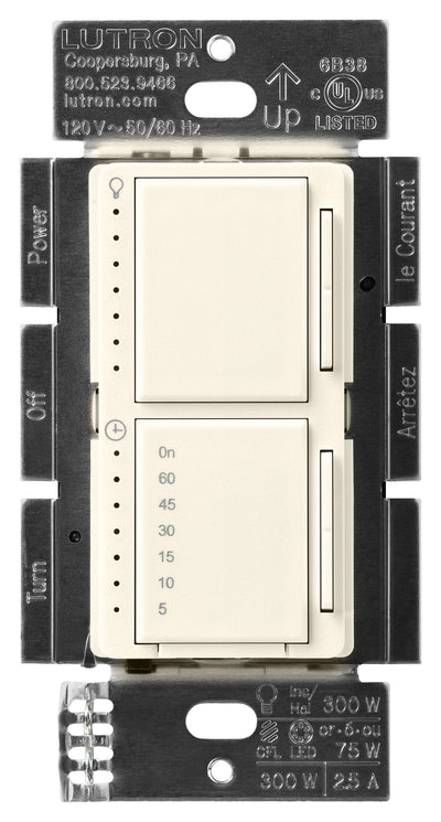 Lutron Maestro LED+ Dual Dimmer Timer, 75W, Biscuit, MACL-L3T251-BI