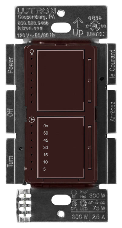 Lutron Maestro LED+ Dual Dimmer Timer, 75W, Brown, MACL-L3T251-BR