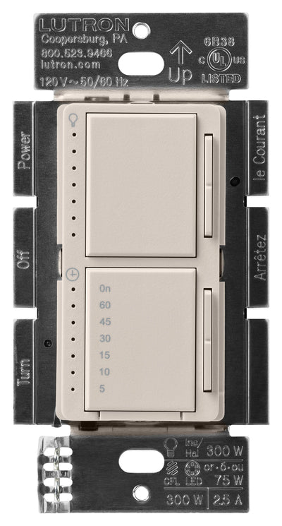 Lutron Maestro LED+ Dual Dimmer and Timer, 75W, Taupe, MACL-L3T251-TP