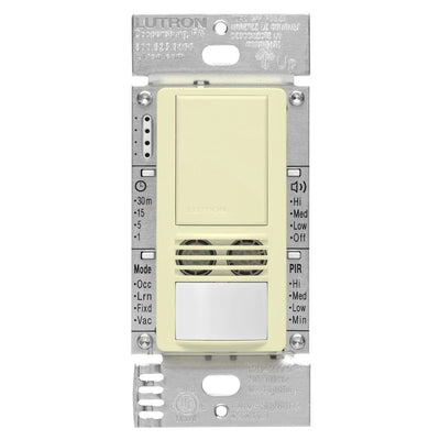 Lutron Maestro Dual-Tech Motion Sensor Switch, 6A, 120-277V, Single Pole, Ground or Neutral Required, MS-A102-AL, Almond