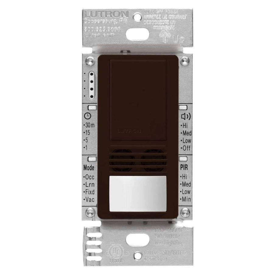 Lutron Maestro Dual-Tech Motion Sensor Switch, 6A, 120-277V, Single Pole, Ground or Neutral Required, MS-A102-BR, Brown