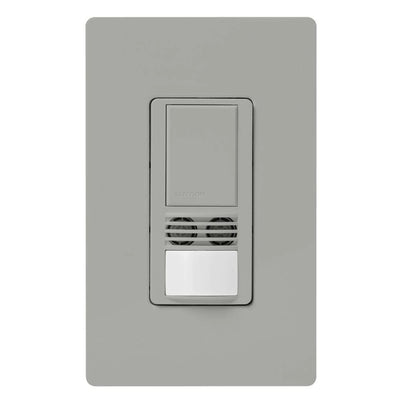 Lutron Maestro Dual-Tech Motion Sensor Switch, Vacancy Only, 6A, 120-277V, Single Pole, Ground or Neutral Required, MS-A102-V-GR, Gray