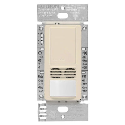 Lutron Maestro Dual-Tech Motion Sensor Switch, 6A, 120-277V, Single Pole, Ground or Neutral Required, MS-A102-LA, Light Almond