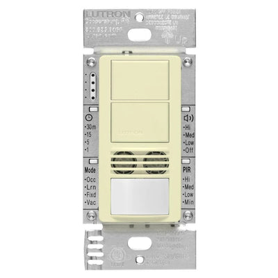 Lutron Maestro Dual Circuit Dual-Tech Motion Sensor Switch, 6A, 120-277V, Single Pole, Ground or Neutral Required, MS-A202-AL, Almond