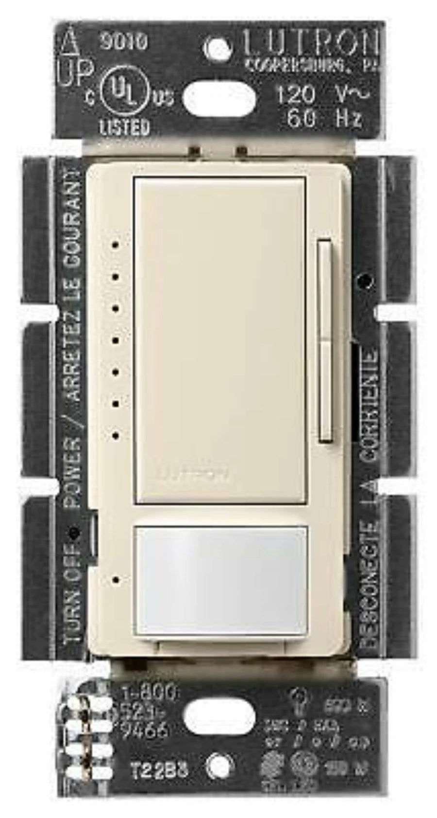 Lutron Maestro Dual-Tech Motion Sensor Switch, Vacancy Only, 6A, 120-277V, Single Pole/3-Way, Neutral Required, MS-B102-V-LA, Light Almond